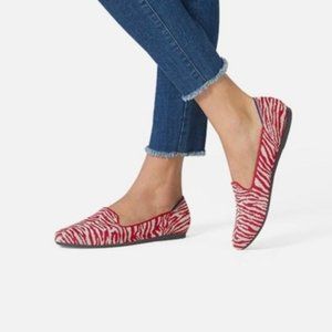 Rothy’s The Loafer Womens 10 Zebra Red Tan Flats Retired Slip On Shoes Loafers.